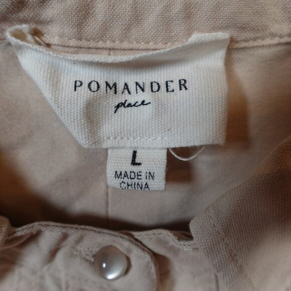Pomander Place Dress Womens Large Polly Tan Mini Long Sleeve Shirt Shift - Picture 4 of 11